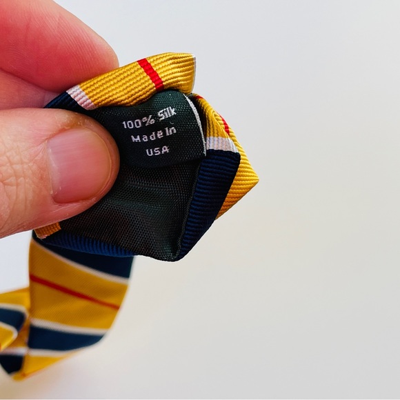 J. Crew Yellow Striped Necktie 100% Silk, made in the USA - Picture 7 of 7